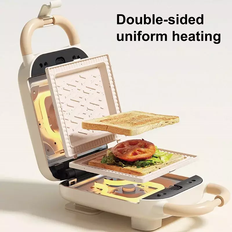 Máquina Elétrica De Waffle Antiaderente Máquina De Café Da Manhã, Torradeira Sanduíche, Máquina De Pequeno Almoço Multifuncional, Donut Assado De Polvo, 220V