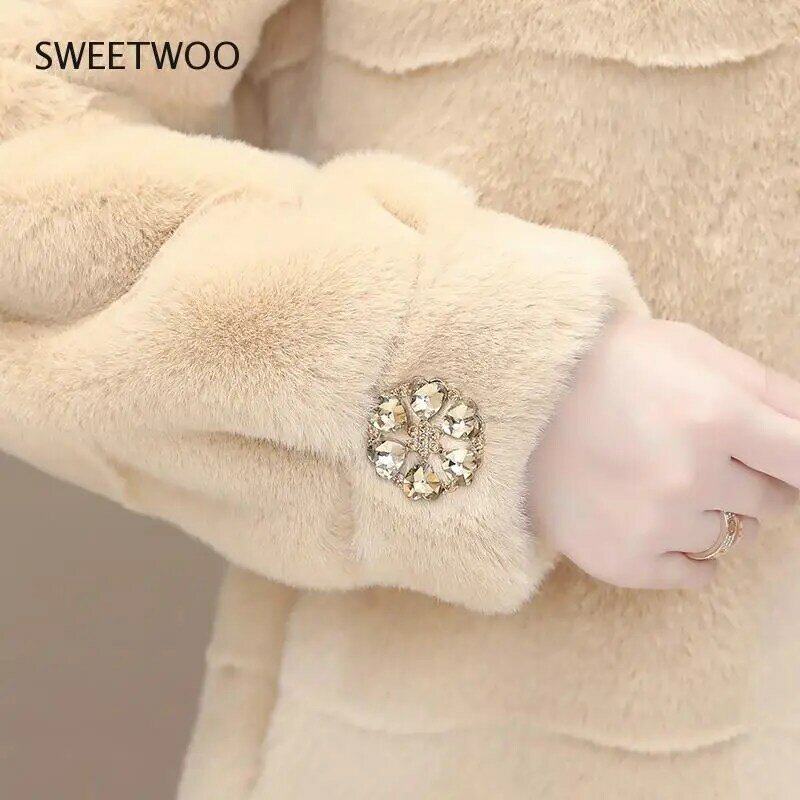 Manteau de luxe en fourrure de vison pour femme, veste à capuche en peluche, épais, ample et chaud, velours, tendance 2022