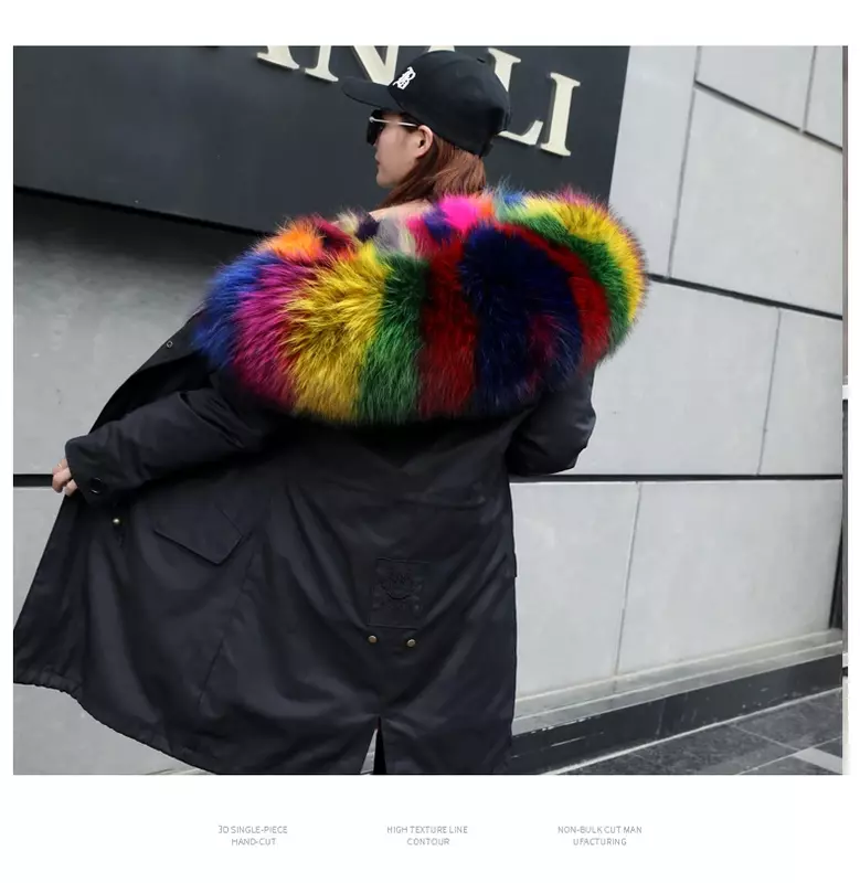 RosEvans женская зимняя куртка с капюшоном из натурального меха енота