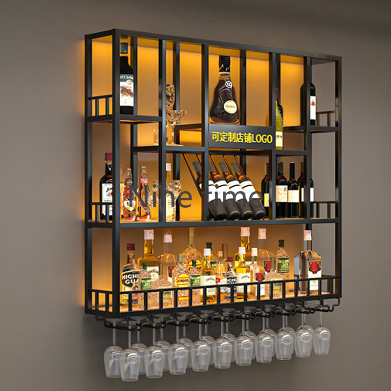 Restaurant Commercial Wine Cabinets Cocktail Retail Holder Modern Bar Cabinet Club Industrial Armoire Vitre Liquor Furniture