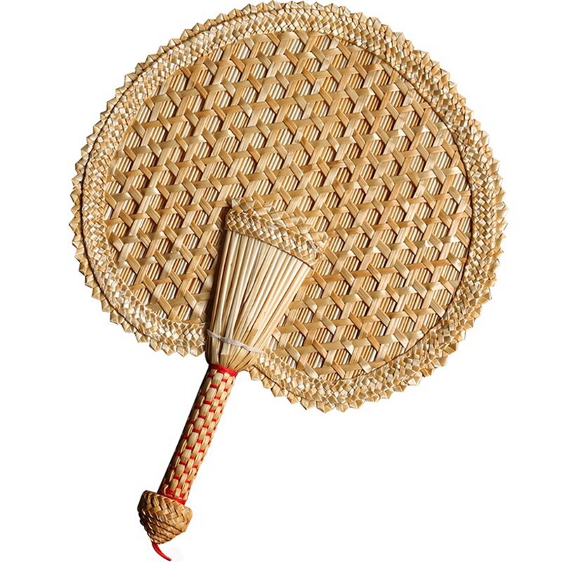 6X Hand-Woven Woven Straw Hand Fan Old Summer Natural Hand Fan Environmentally Friendly Hand-Woven Round Fan