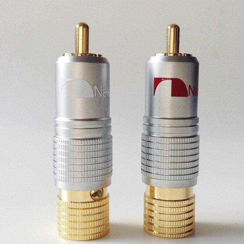 2pcs, high quality wear-resistant AV coaxial audio cable lotus plug self-locking solder-free pure copper gold-plated RCA plug