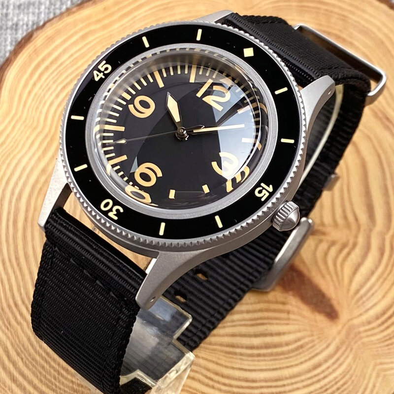 Dive Domed Sapphire Glass Vintage FATHOMS Watch Diver Mechanical Watch Men S NH35 Orange Hand Sandblast