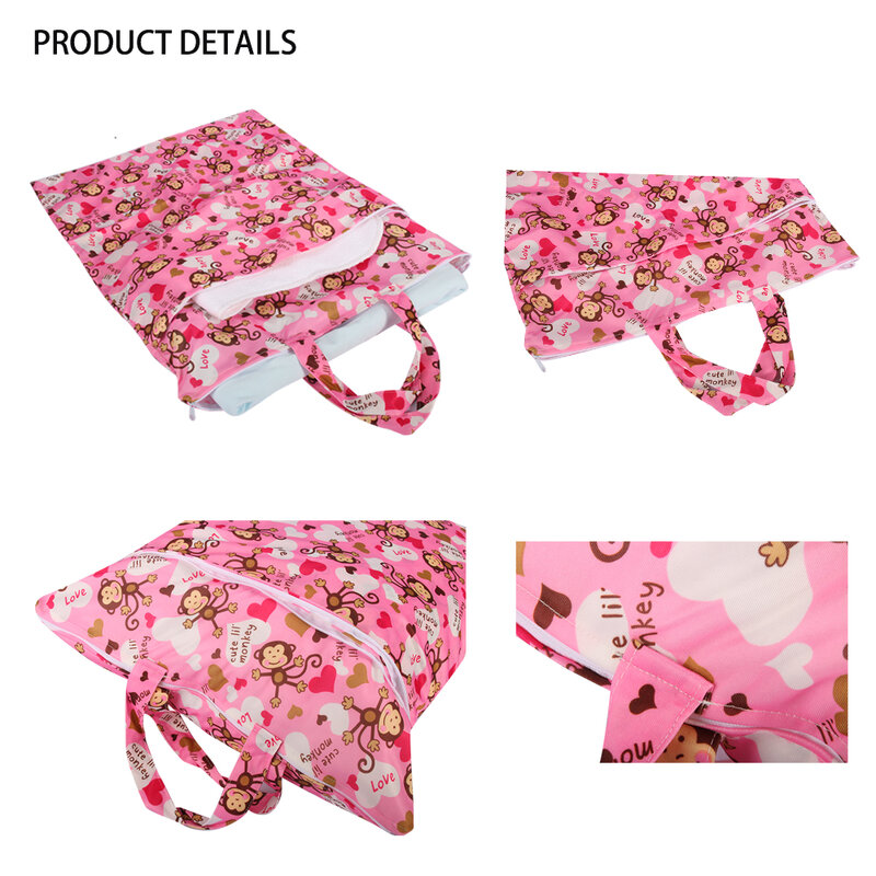 AIO-Sacos de fraldas laváveis reutilizáveis para mulheres, bolsos duplos, alças para maternidade, bolsa de viagem, acessórios para bebés, 45x60cm, 1pc
