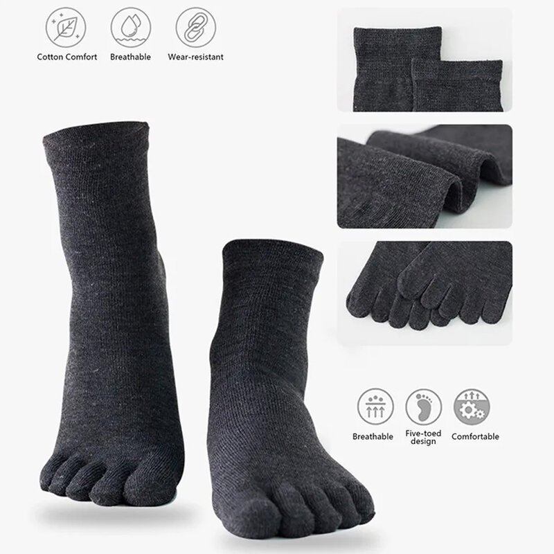 Calzini a cinque dita in puro cotone per uomo calzini sportivi deodoranti traspiranti per il sudore calzini antibatterici di alta qualità con punta divisa