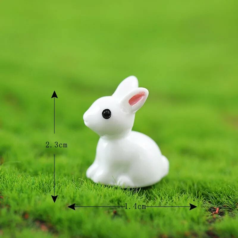 10/20/50PCS Mini Resin Bunnies Miniature Figures 3D Little White Rabbit Ornament Micro Landscape Dollhouse Decoration Diy Crafts