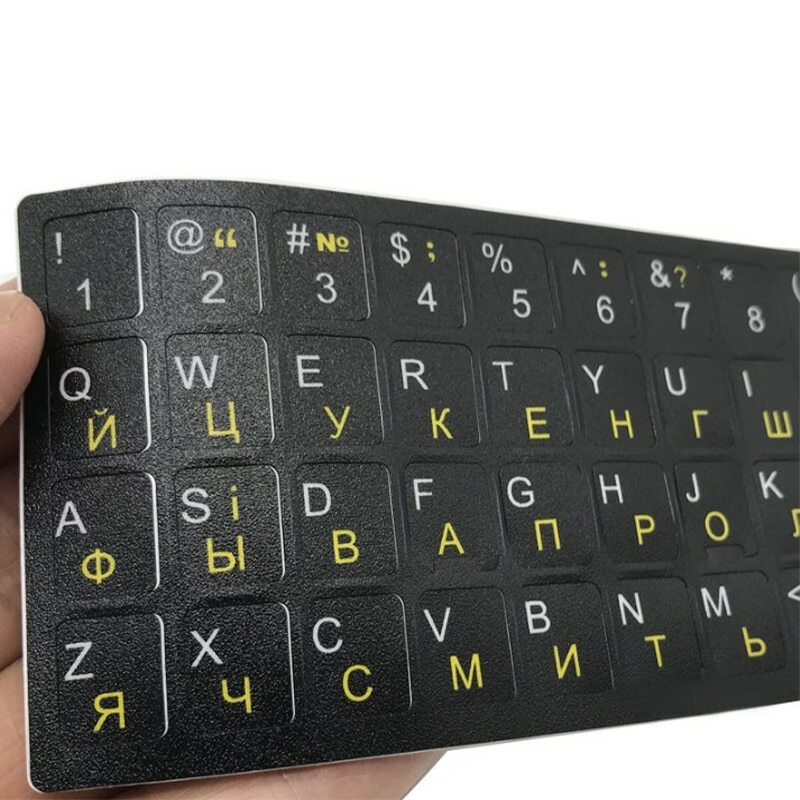 Stiker Keyboard Ukraina bahasa Ukraina tahan lama huruf hitam latar belakang huruf putih untuk Laptop PC Universal