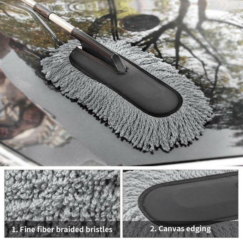 Detergente multiuso Mop per lavaggio auto manico scalabile spazzola per la rimozione della polvere spazzole per auto in microfibra strumento per il lavaggio accessori per auto