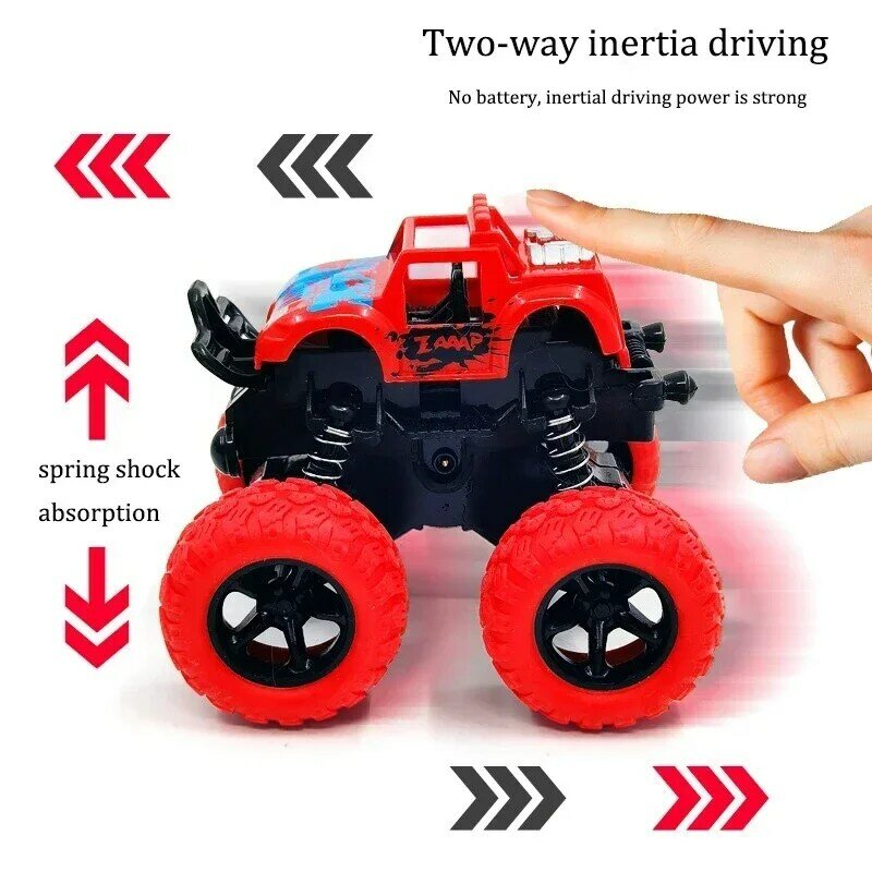 Vehículos de juguete todoterreno giratorios, tracción inercial en las cuatro ruedas, acrobacias, camión militar, motor, excavadora, juguete sin caja