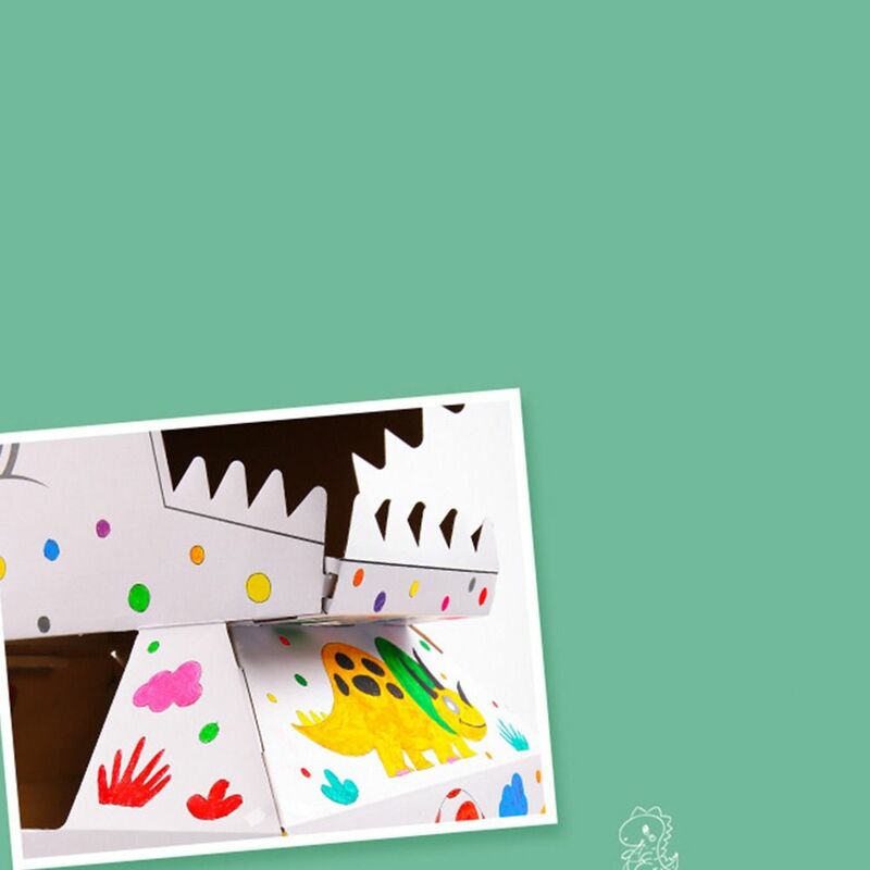 Handgemachte Pappkarton Dinosaurier Spielzeug Originalität tragbare Tier lebendige Farbe Schema Montage Requisiten