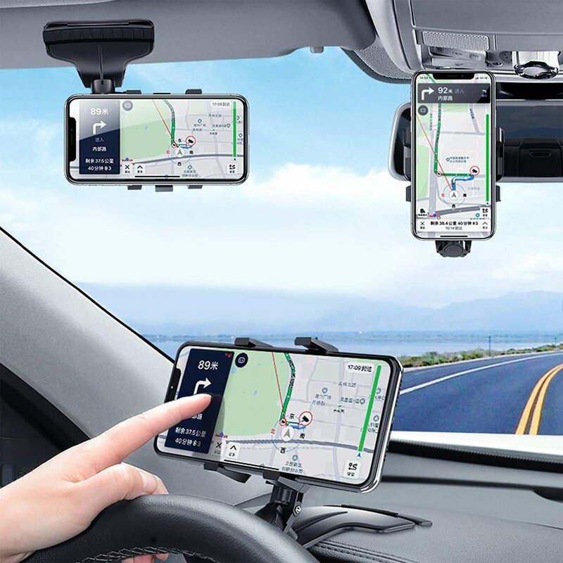 1200 Degree Mobile Phone Stands Rearview Mirror Sun Visor In Car GPS Navigation Bracket Adjustable Dashboard Car Phone Holder