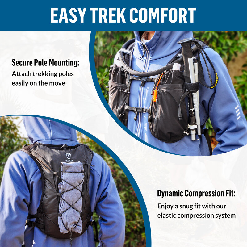 UTOBEST Trail Running Backpack 10L Ultra Lightweight Hydration Vest with 2L Water Bladder for Outdoor Hiking Cycling Marathon