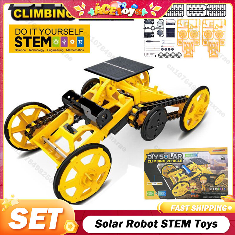 Giocattolo ad energia solare giocattoli educativi fai da te scienza per bambini Mini esperimento assemblato giocattoli per auto solari Set di Kit di Robot per auto energetiche