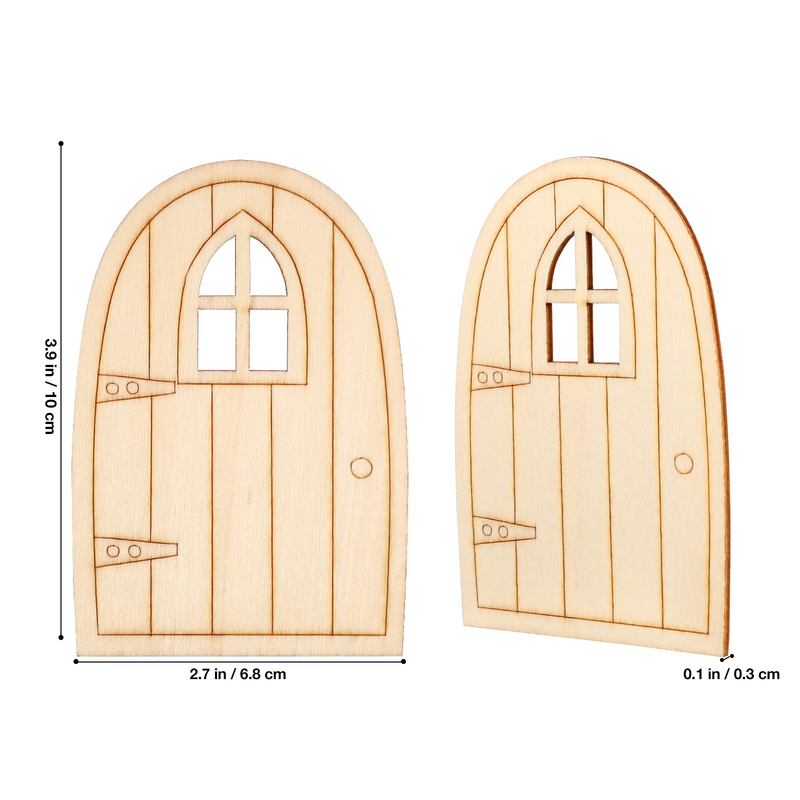 トビビアン-未塗装の木製の妖精のドア、未完成のドールハウスクラフトドア、空白の庭のドア