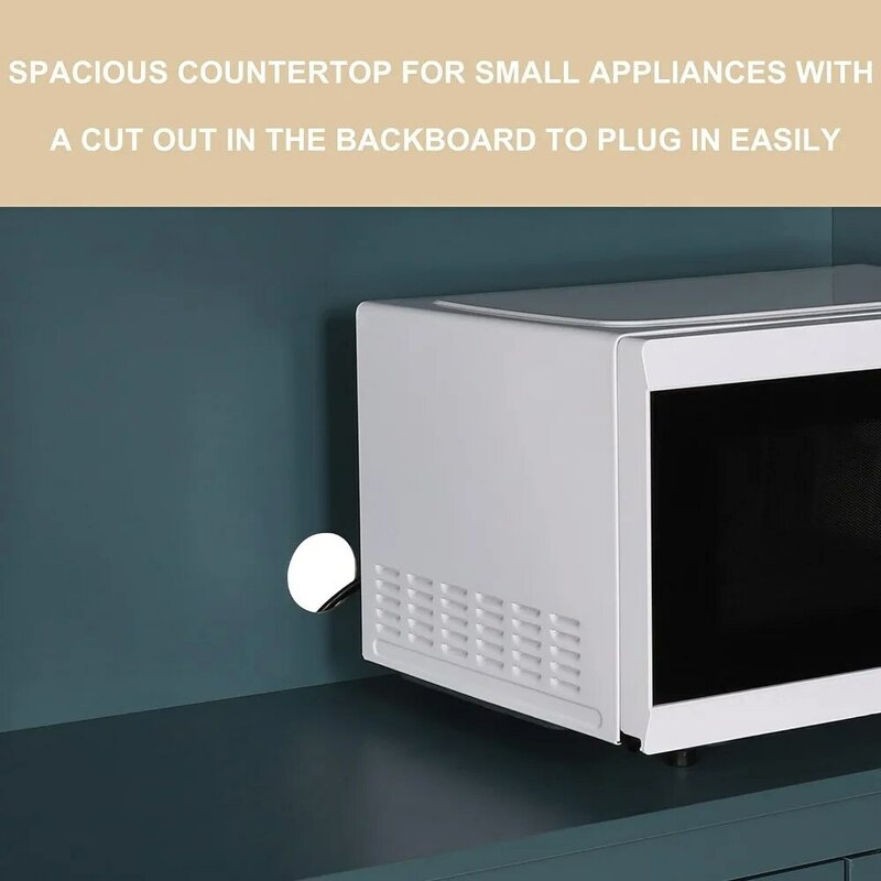Kabinet penyimpanan dapur, lemari prasmanan dengan dudukan Microwave, 71 inci berdiri bebas