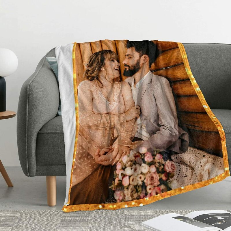 Customized blankets with text photos and personalized images for couples wedding as Valentine's Day birthday gifts