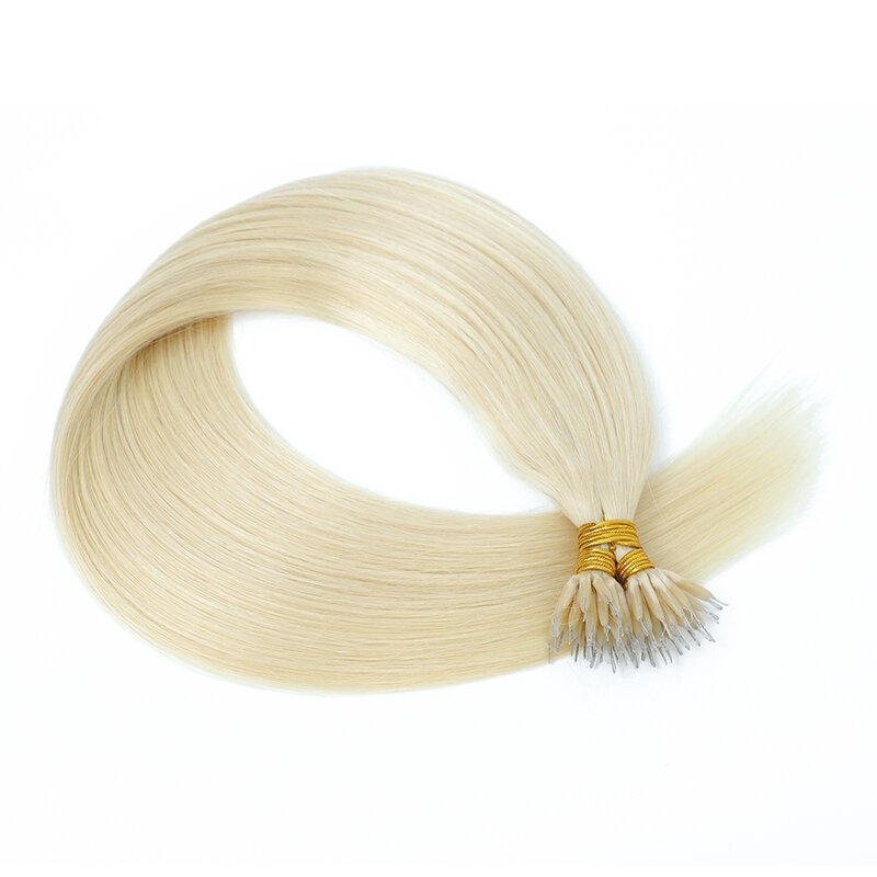 Extensiones de cabello humano con punta de anillo Nano, cabello humano Real, colores personalizables, extensión de cabello recto, queratina, 50 piezas/50G