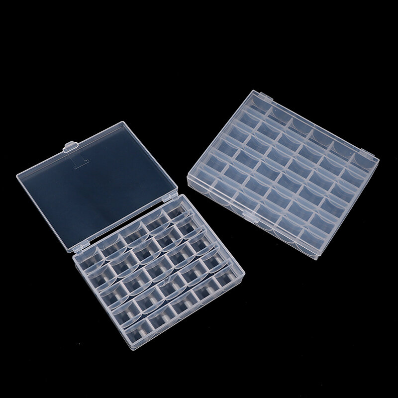 Caja de almacenamiento de bobinas para máquina de coser, soporte transparente de plástico, 36 ranuras