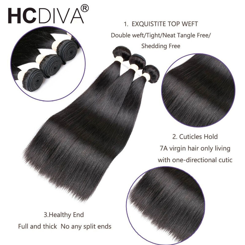 Brazilian Straight Hair Bundles 1/3 Pieces Straight Human Hair Bundles 10A 10-32 Inch Remy Human Hair Extensions For Black Women