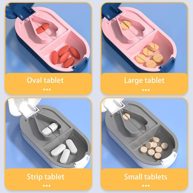 Pilulier avec boîte de rangement invisible, portable 2 en 1, mini tablette de médicaments, anti-poussière, Synchronisation der EvaluCrusher, pilulier