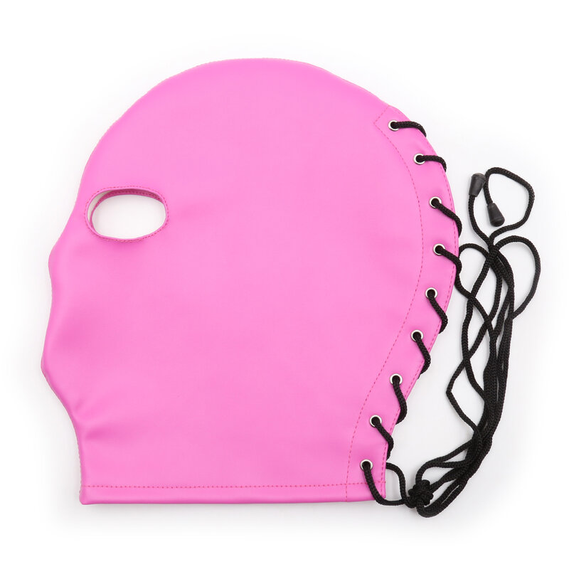 SM Bondage tutup kepala genit, masker wajah bertudung dengan kekencangan tali serut yang dapat diatur untuk wanita dan pasangan