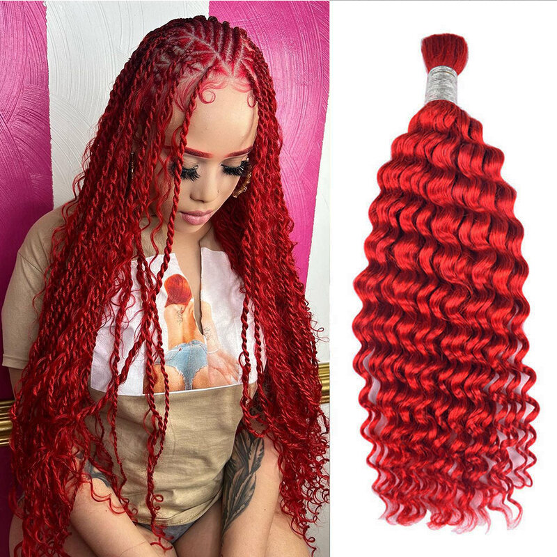 Extension de cheveux brésiliens Remy Deep Wave, tresses au crochet, cheveux humains en vrac, sans trame, 18 à 28 pouces, vraie beauté