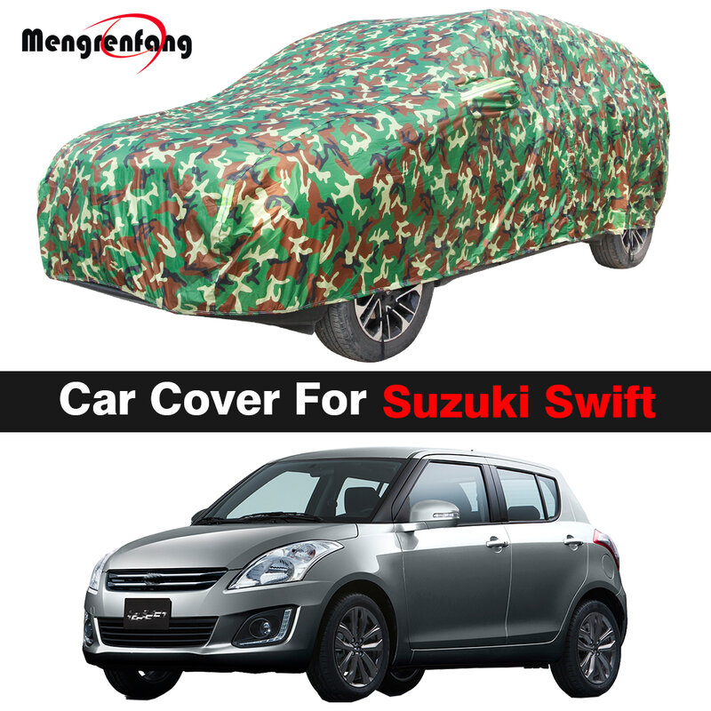 Камуфляжный автомобильный чехол для Suzuki Swift, водонепроницаемый, с защитой от УФ-лучей, от дождя, снега, пыли, автомобильный чехол, ветрозащитный