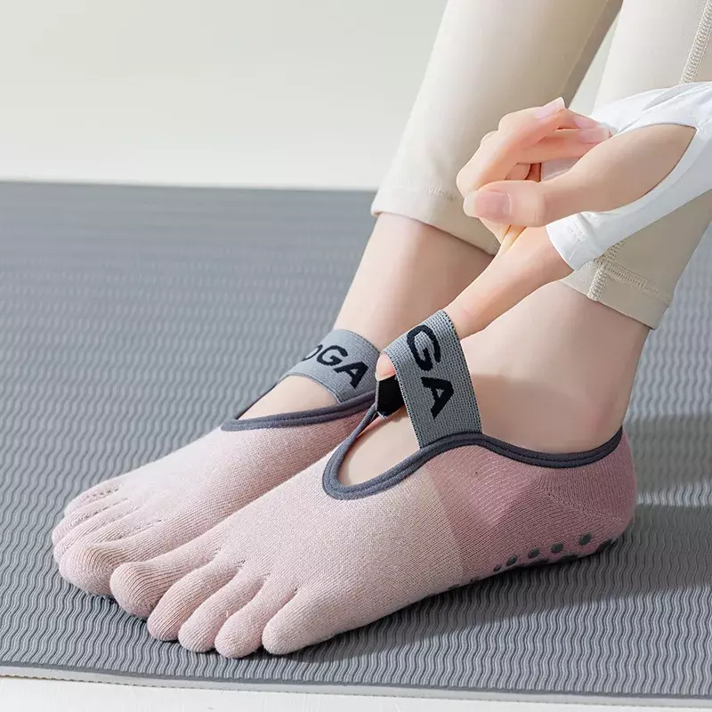 Носки женские с пятью пальцами, профессиональные силиконовые Нескользящие, для йоги, с открытой спиной, для танцев на полу, спортивные носки