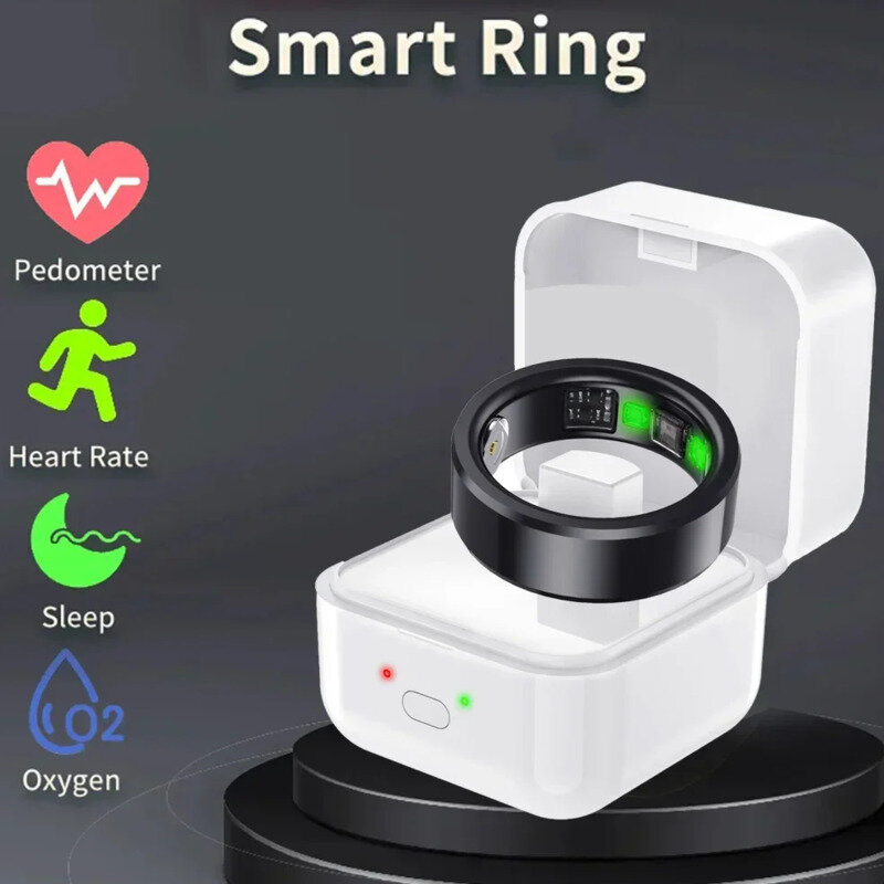خاتم إصبع ذكي عصري ، جهاز تعقب صحي ، معدل ضربات القلب ، درجة الحرارة ، عد خطوات النوم ، مراقبة درجة حرارة الجسم