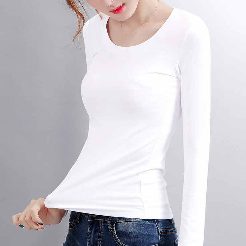 women\'s thermal sports sweat shirt Bottoming Shirt Constant Temperature Plus Velvet Long-sleeved T-shirt Thin Velvet Heating