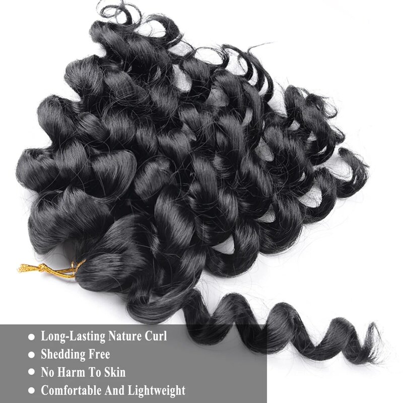 Cheveux synthétiques ondulés profonds au crochet pour femmes, extensions de cheveux tressés, boucles afro hawaïennes ombrées, 12 po