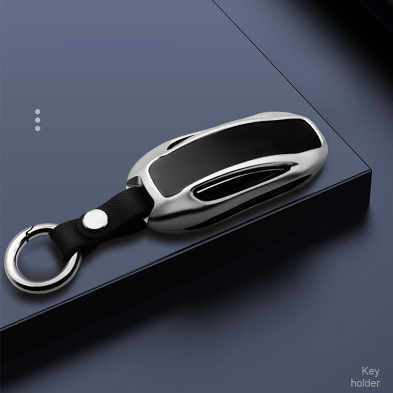 Funda para llave de coche de 1 Uds con cinturón, almacenamiento con diseño de concha de llave de aleación de aluminio para Tesla modelo S Modelo 3 modelo X modelo Y
