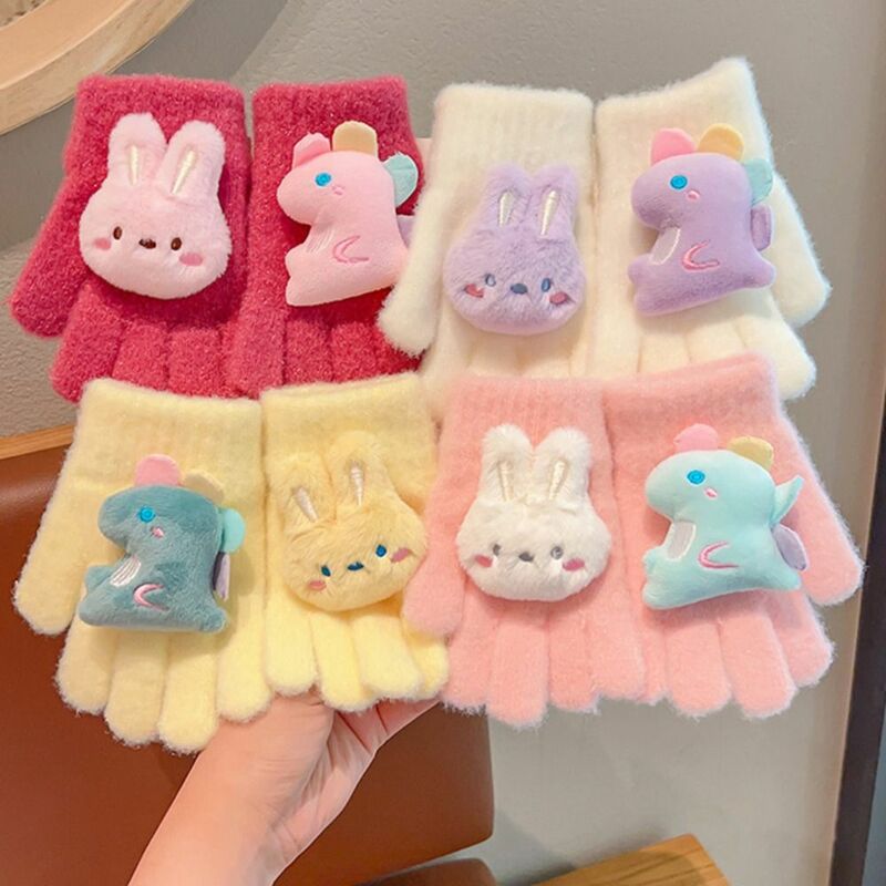 Wzór królika dzieci słodkie rękawiczki zimowe ciepłe rękawiczki rękawiczki z dzianiny dzieci pluszowe rękawiczki ochrona przed zimnem projektu kreskówki