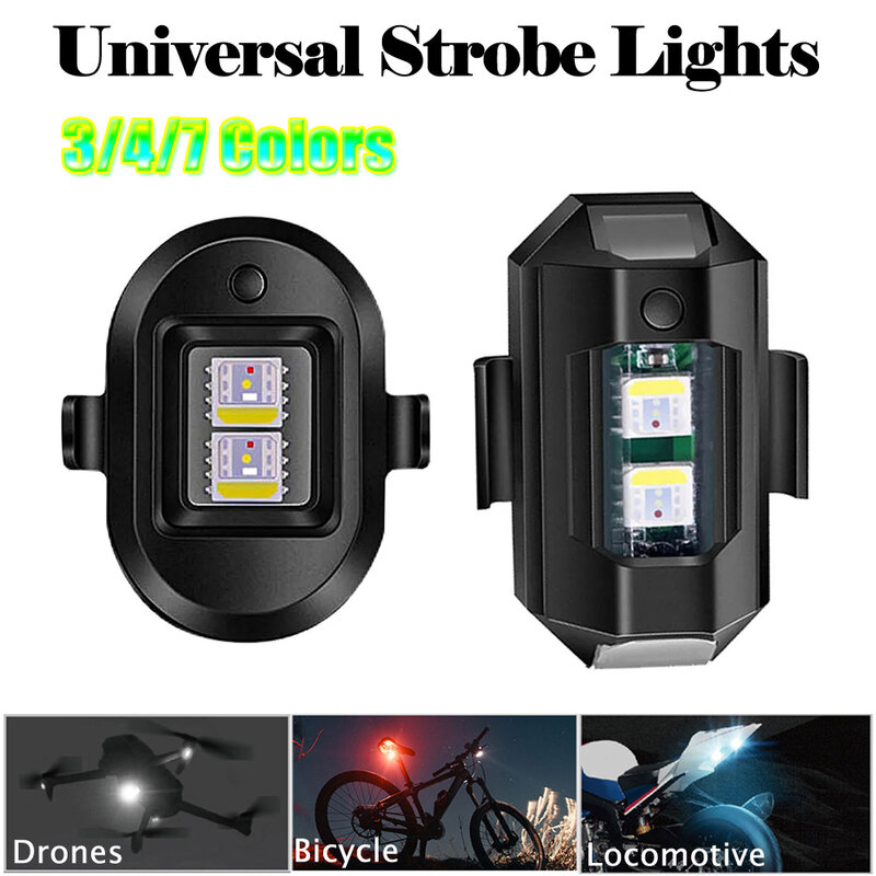 Lumière Stroboscopique LED RVB Anti-Collision pour Drone, Mini Signal Clignotant pour Queue de Vélo, Modèle d'Avion, Vol de Nuit, 3/4/7 Couleurs