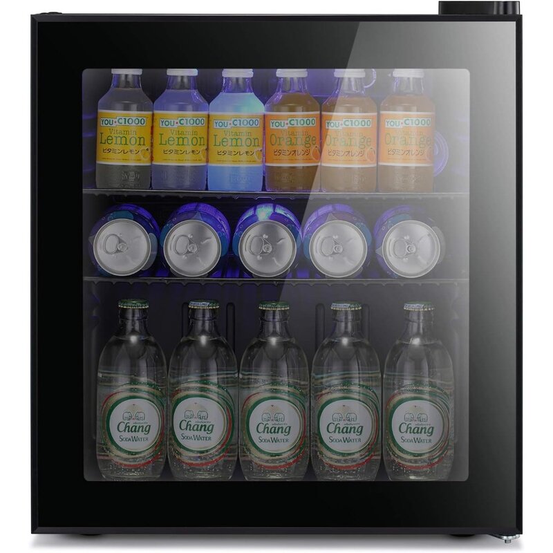for Beer Soda or Wine –Small Drink Dispenser Machine Clear Front Removable for Home, Office or Bar, 1.6cu.ft.