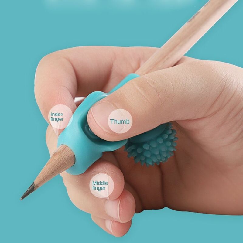 4ชิ้นซิลิโคนอุปกรณ์แก้ไขการเขียนแบบอุปกรณ์ช่วยเขียนสำหรับเด็กที่ใส่ปากกาเพื่อการแก้ไขกรณีดินสอ