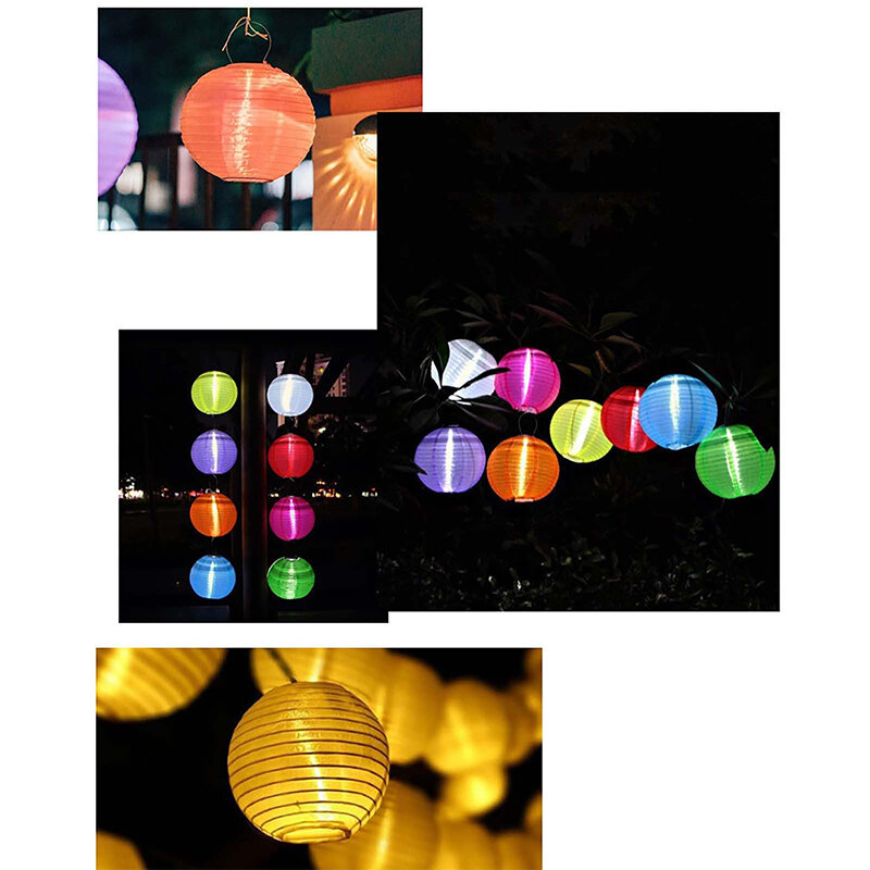 Linternas alimentadas por energía Solar impermeables, lámpara LED china, bolas de decoración al aire libre, decoración de fiesta, 12 pulgadas