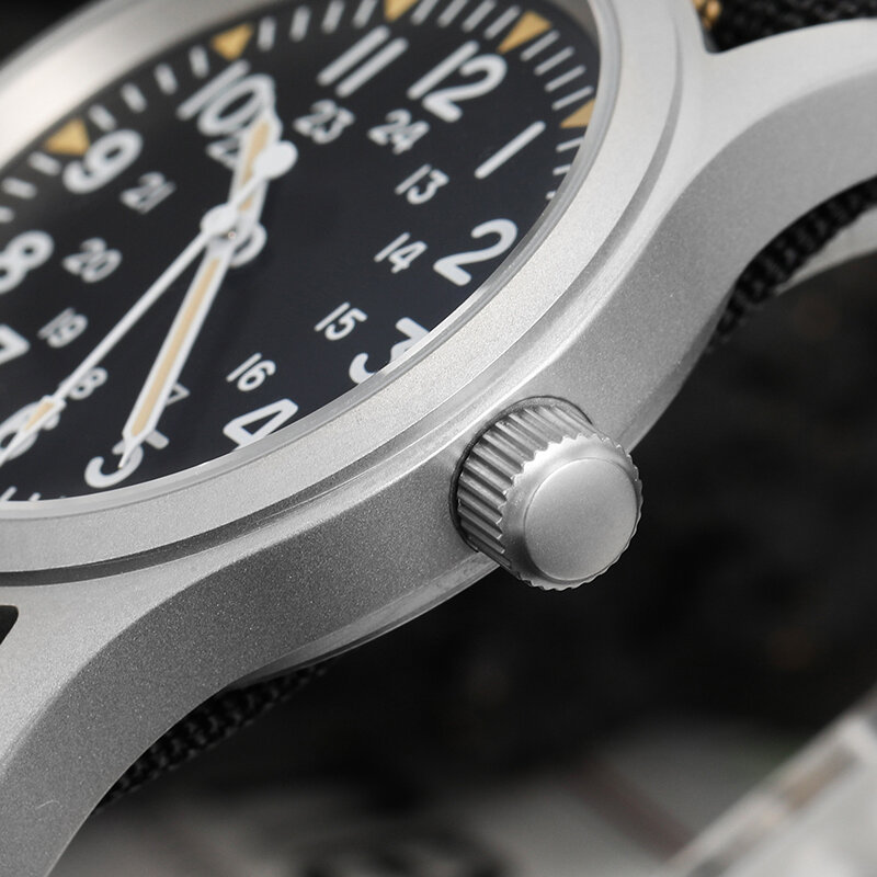 Miliado 38mm zegarek polowy z kopułą szafirowy kryształ VH31 kwarcowy 100m wodoodporny C3 Super świecący Retro zegarek polowy hołd Reloj