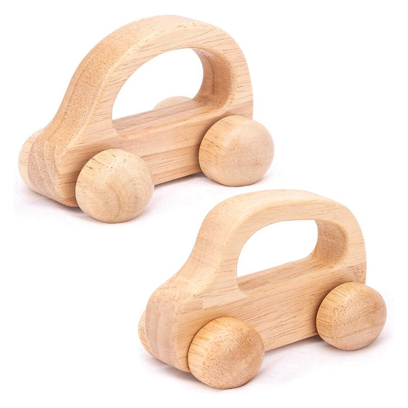 2Pcs Baby Wooden Car Toy Early Education Infant 0-6-12 Months Toddler 1-3 Year Old Wood Toy Boys Neutral Decor