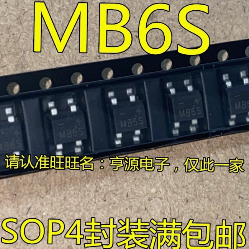 Rectificador de puente de parche Mb6s de Chip grande, 600V/0.5a Sop4, Chip Ic, gran cantidad y excelente precio