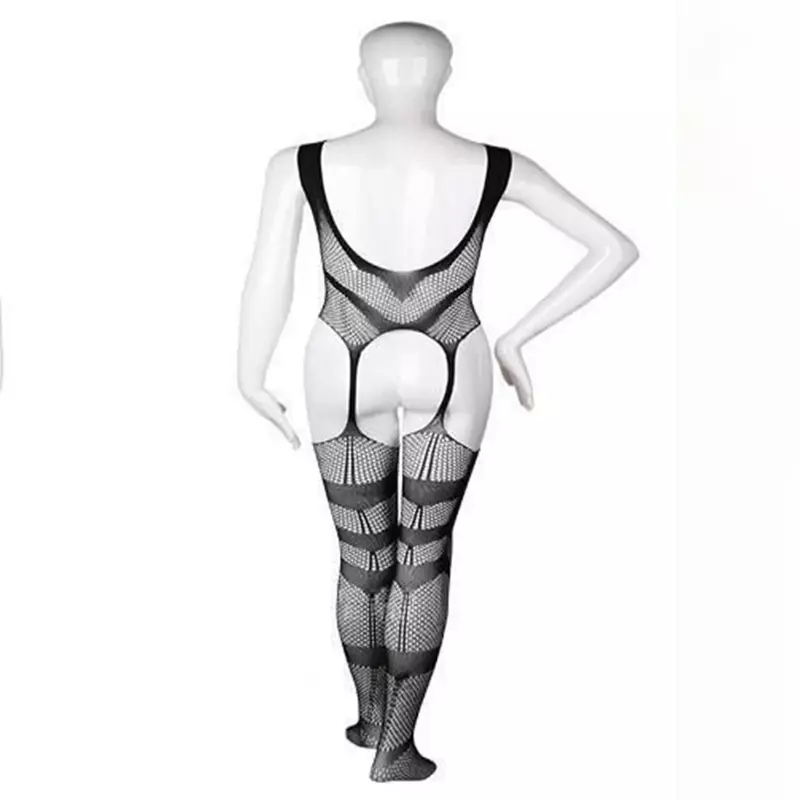 Jumpsuit pria Lingerie erotis hitam ultratipis Set Jumpsuit renda jaring transparan seksi stoking rompi tembus pandang Onesie dewasa