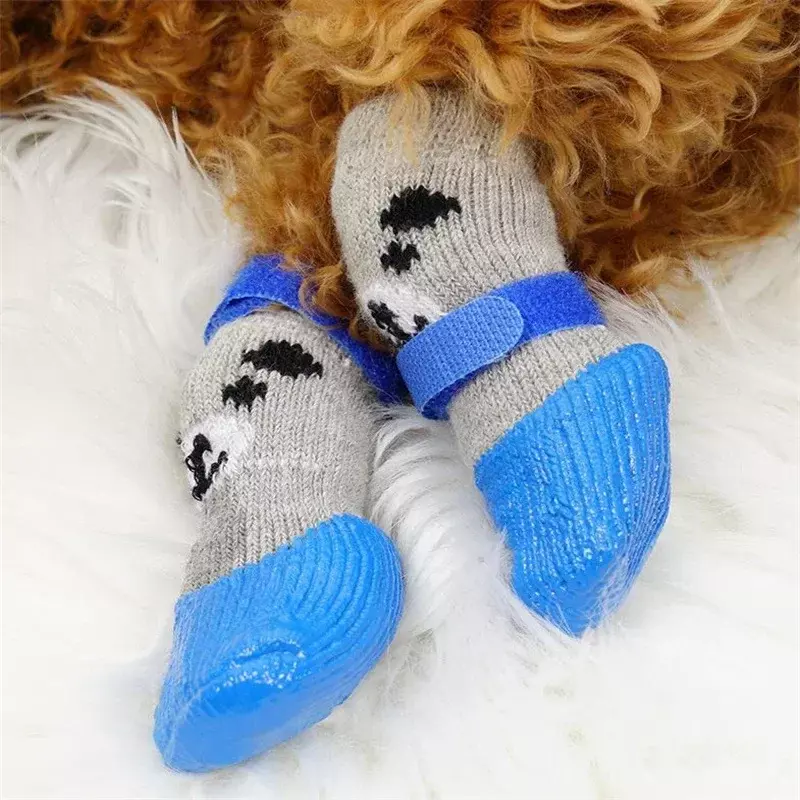 Носки для собак, теплые вязаные носки для кошек и собак, водонепроницаемая обувь для кошек, устойчивые к царапинам Чехлы для ног, носки для домашних питомцев, Тедди