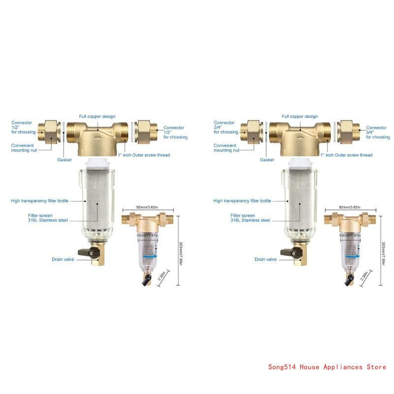 Reusable Flushable Fine Filter Sediment Water Filter Tap Water Filter Sediment Filter for Well Water Hose Replacement 95AC