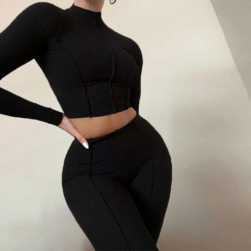 2023 Contrast Stitch Backless Bodycon Jumpsuit Sports Two Piece Set Outfits 2023 White Skinny Bodycon Womens Streetwear Clothes