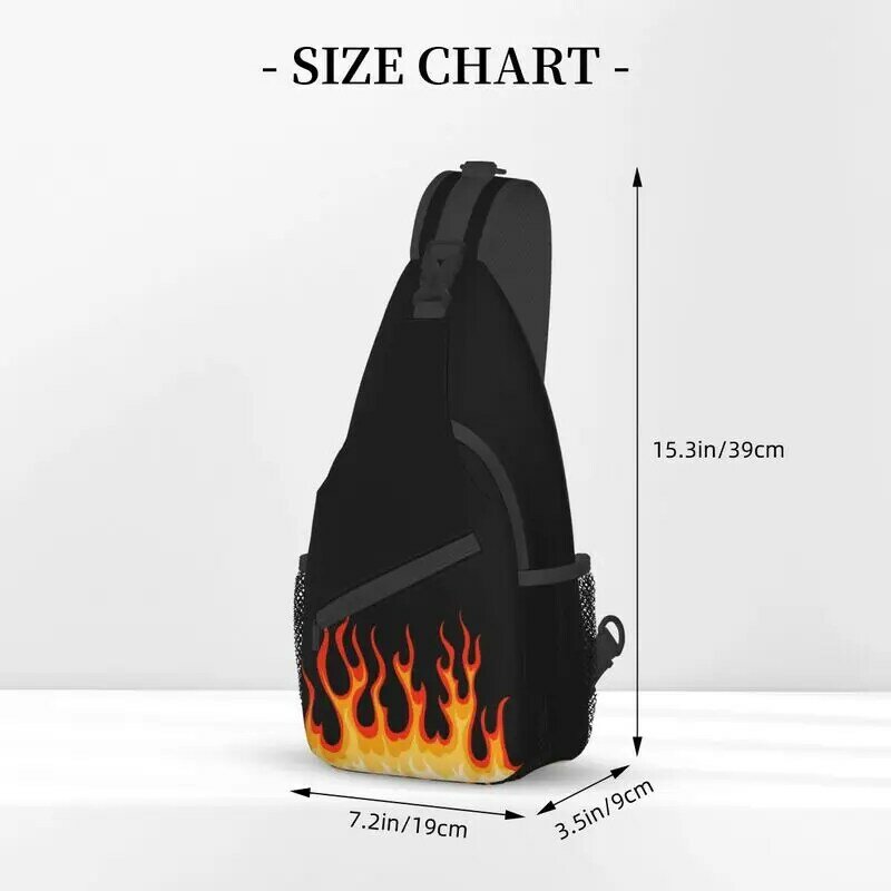 Red Classic Racing Flames Sling Chest Crossbody Bag Men Casual Hot Fire Shoulder Backpack for Travel Cycling