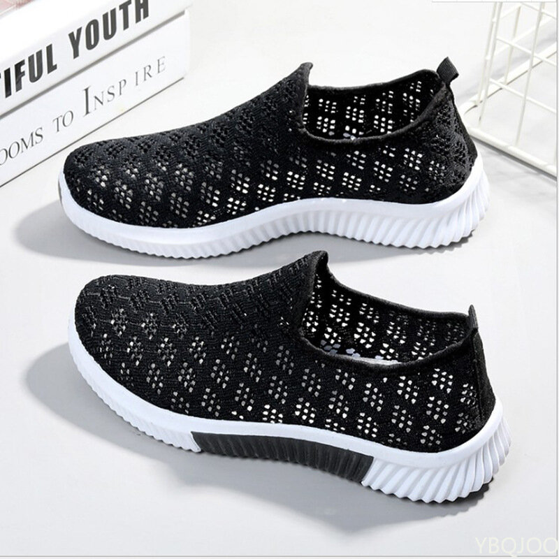 2022 New Fashion Mesh Shoes Women Shoes Mesh Sports Shoes Breathable Flats Soft Sole Casual Sneakers
