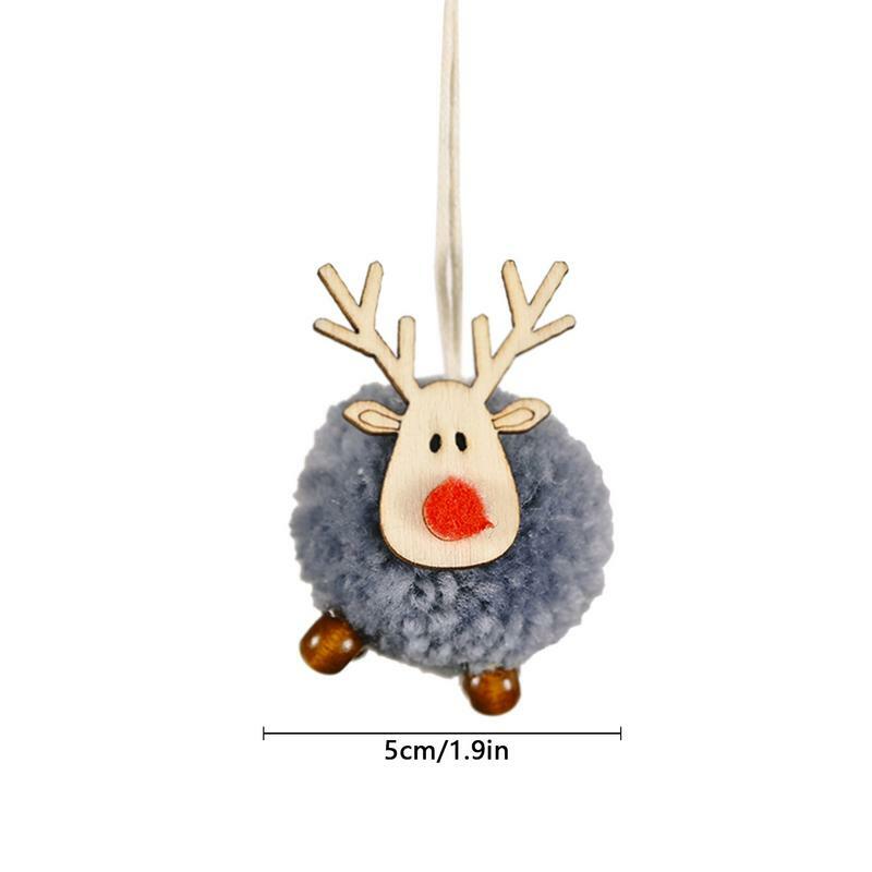 Ornements de cerf en bois doux pour sapin de Noël, renne en peluche, pendentif en bois, décor d'animaux