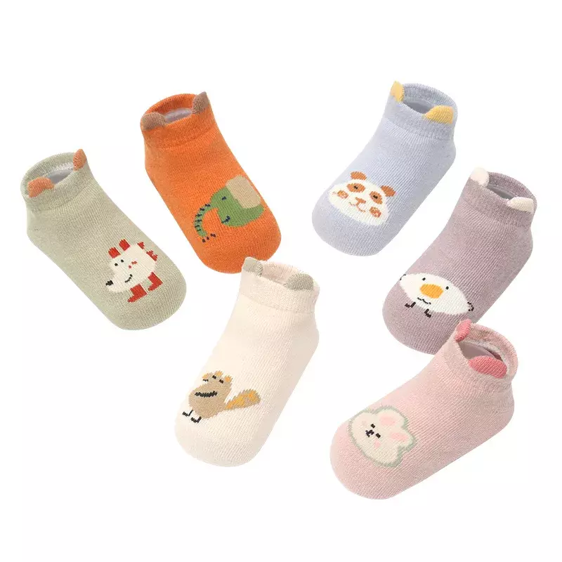 Calcetines tobilleros antideslizantes con dibujos de animales para bebé, calcetín de algodón suave para recién nacido, primavera y verano