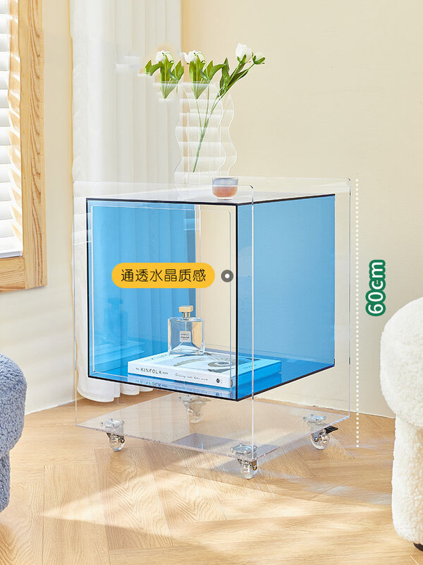 Nordic Sofa Side Table Acrylic Transparent PC Living Room Furniture Bedside Cabinet Auxiliary Receive Nightstand Tea Table