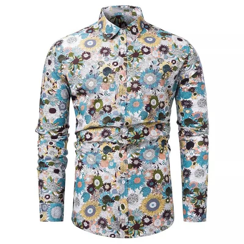 Shirt Long Sleeve T-Shirt Tops Men's Casual Floral Color Gold Spring Summer Soft Comfortable HD Printing 2023 New Hot Sale